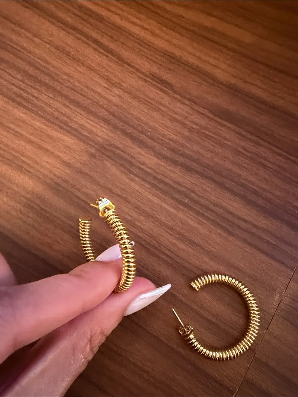 Gold Textured Hoop Earrings - Women Jewelry- never worn
